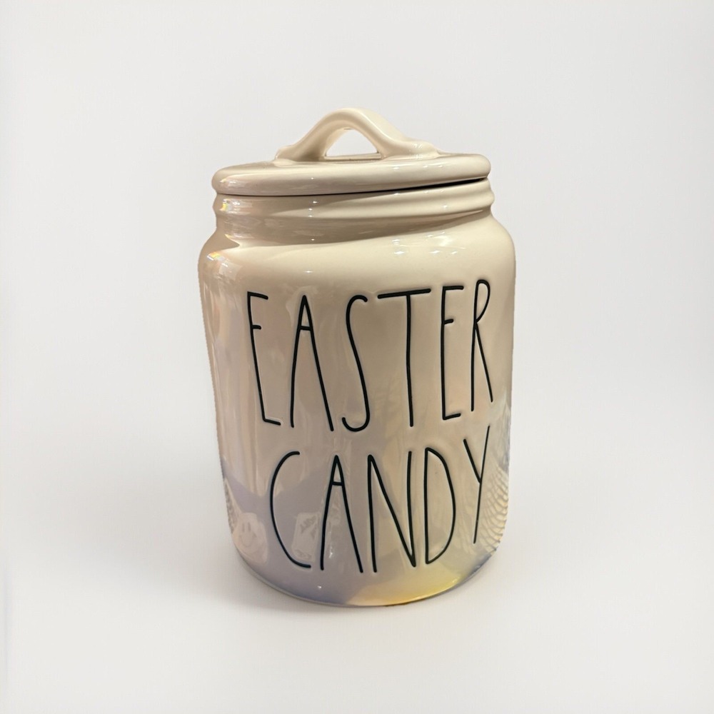 Rae Dunn Pink "Candy Hearts" Jar Canister‎ Artisan Collection Valentines 6.5"